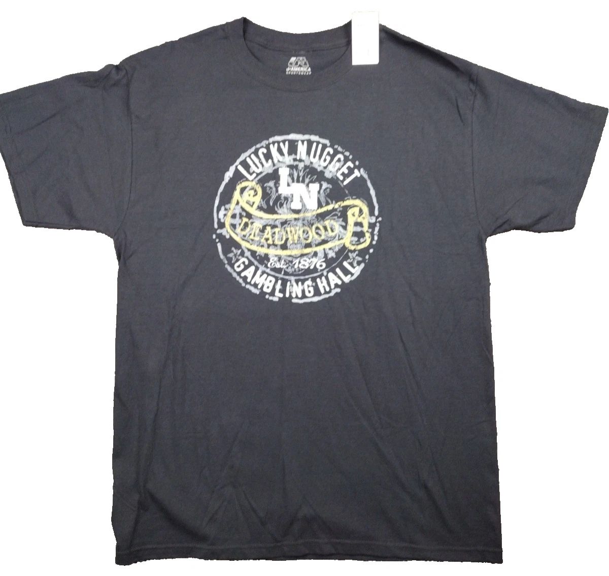 NWT J America Lucky Nugget Gambling Hall Deadwood SD Mens LG t shirt Travel Tee