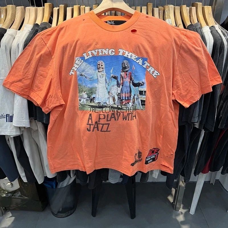 Hollywood Living Theatre Connection Play Jazz Mens Orange Cotton T Shirt