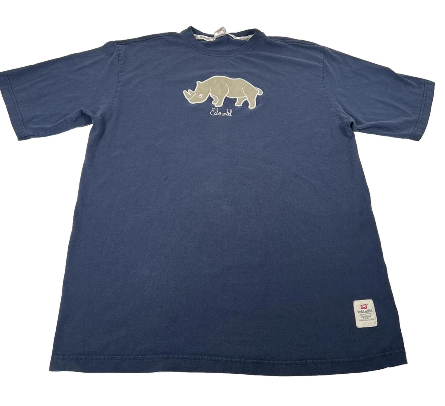 Ecko Unltd Y2K Street Fashion Classic T Shirt Blue Short Sleeve Rhino Size 2XL