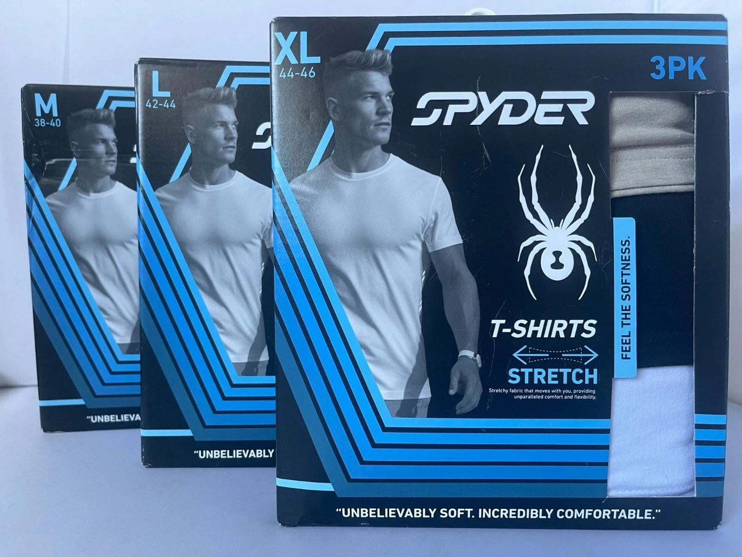 SPYDER MEN'S SHORT SLEEVE CREW T- SHIRTS Stretch 3 Pack MEDIUM/LARGE/XLARGE NWT