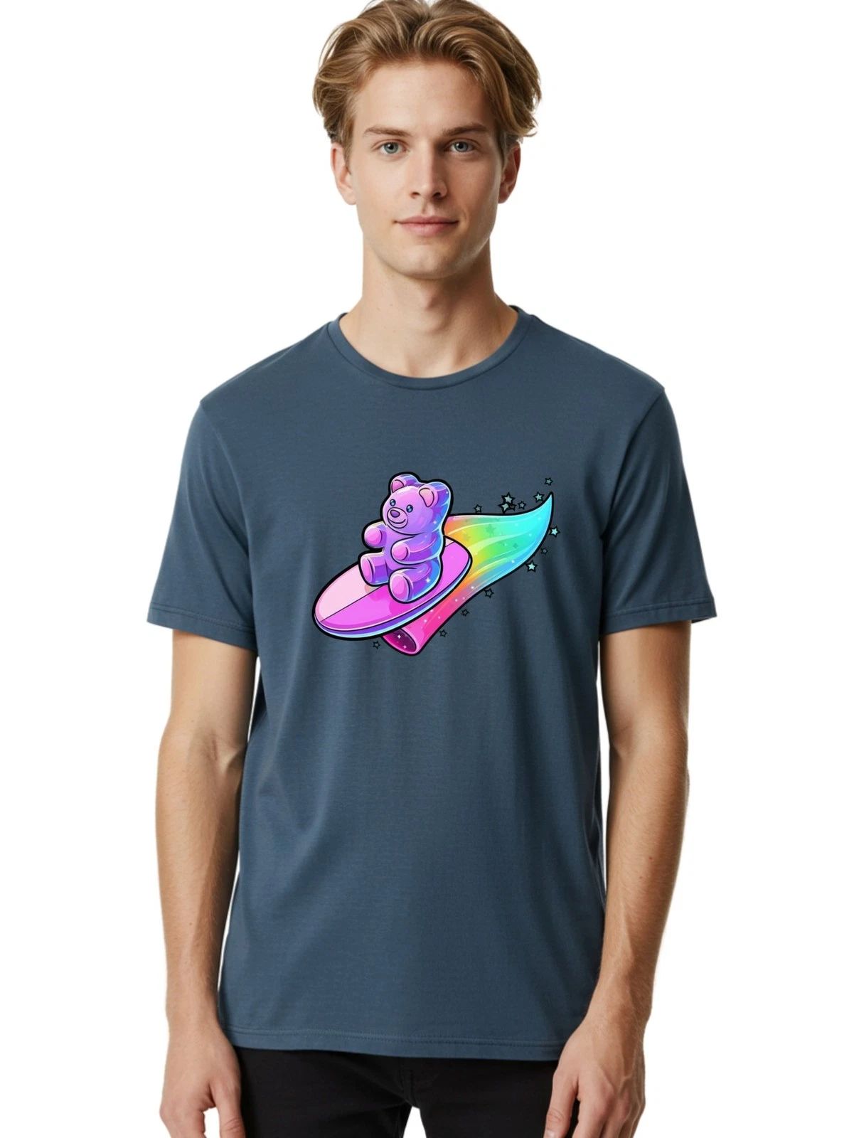 Teddy-Surfing-1 Mens Graphic Tee,100% Cotton,Casual Summer Wear