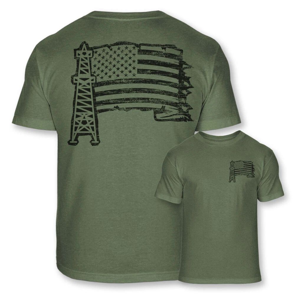 Men's Patriotic Oil Field Roughneck American USA Flag Soft Blend Shirt - A65