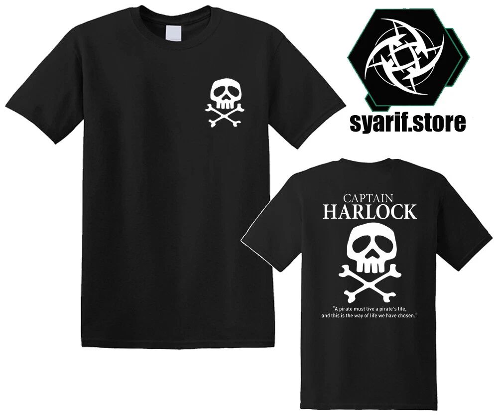 Space Pirate Captain Harlock Men's Black Grey Size S-5XL