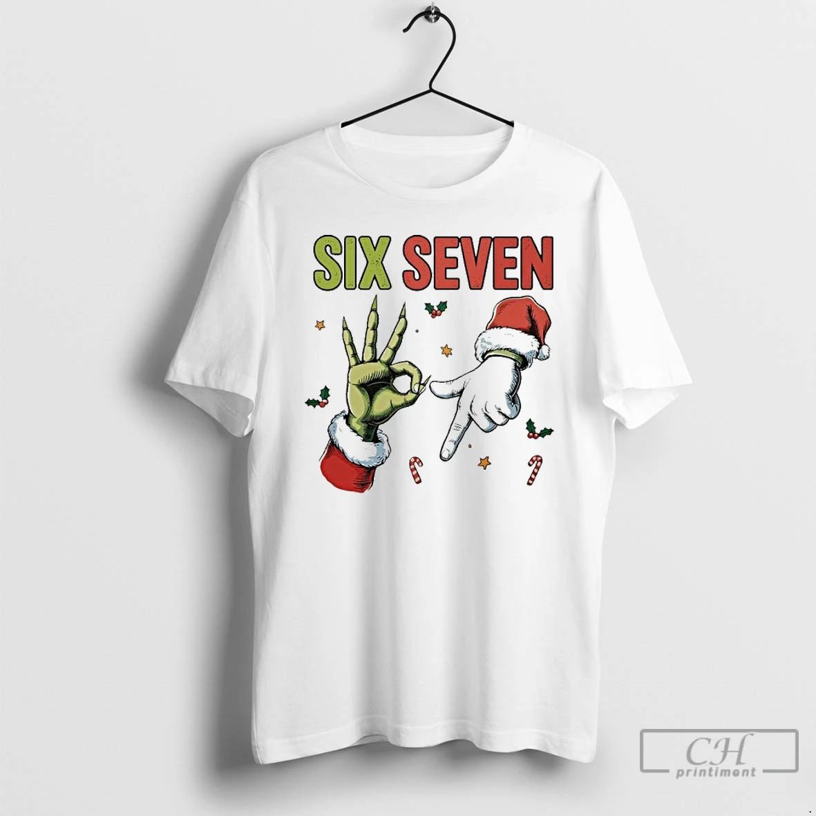 Classic Grinch Hand Six Seven 6 7 67 Meme Christmas Xmas T Shirts
