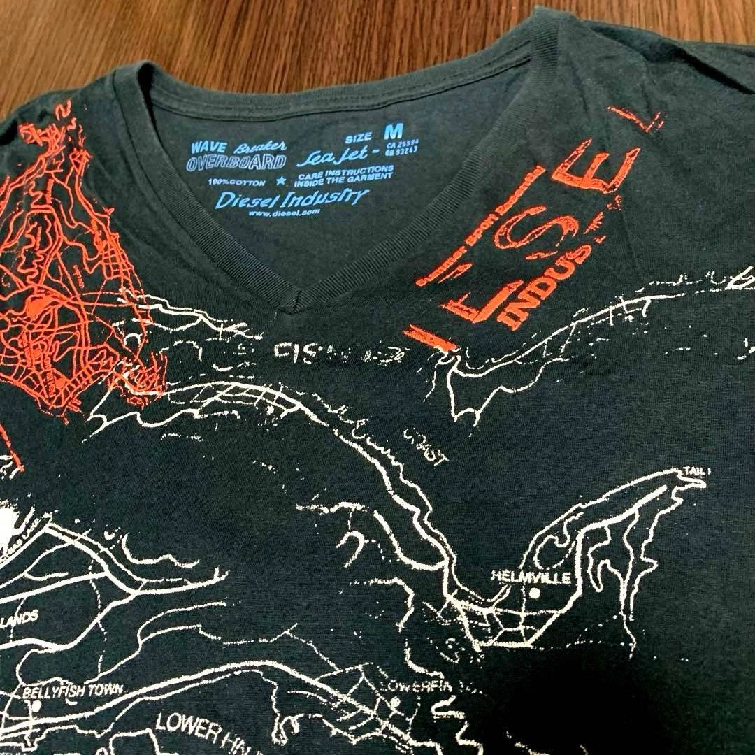 Diesel V-Neck T-Shirt Black Size M Casual Cotton Japan