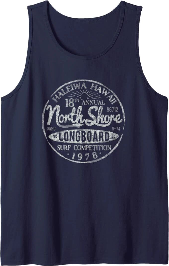 Long Board North Shore Surf Vintage Hawaii Beach Tank Top