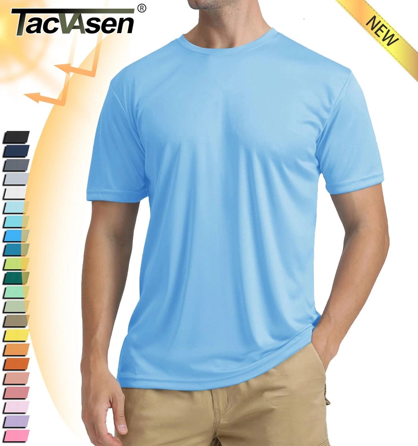 Men's UPF50+ Short Sleeve Fishing Shirts Skin Protection Swim Shirts Casual Tops