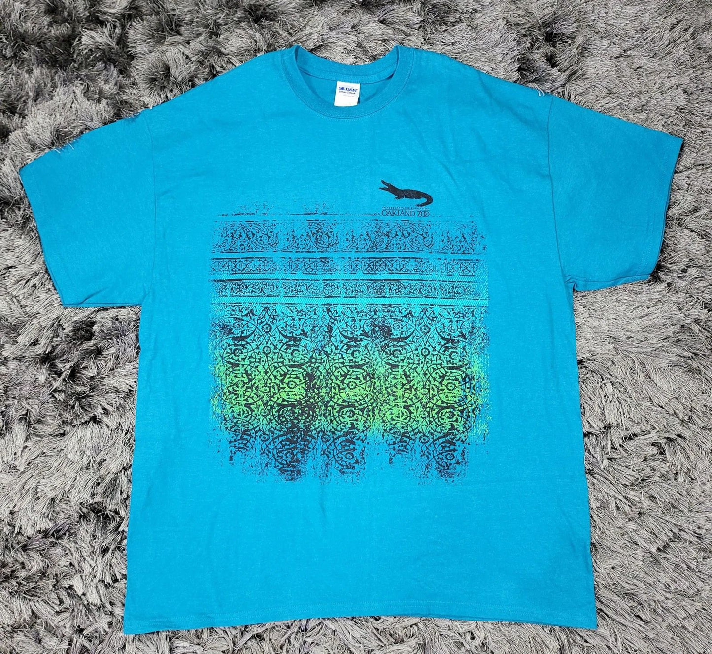 VTG Y2K Oakland Zoo Shirt Mens XL Blue Green Alligator Crocodile Graphic Tee