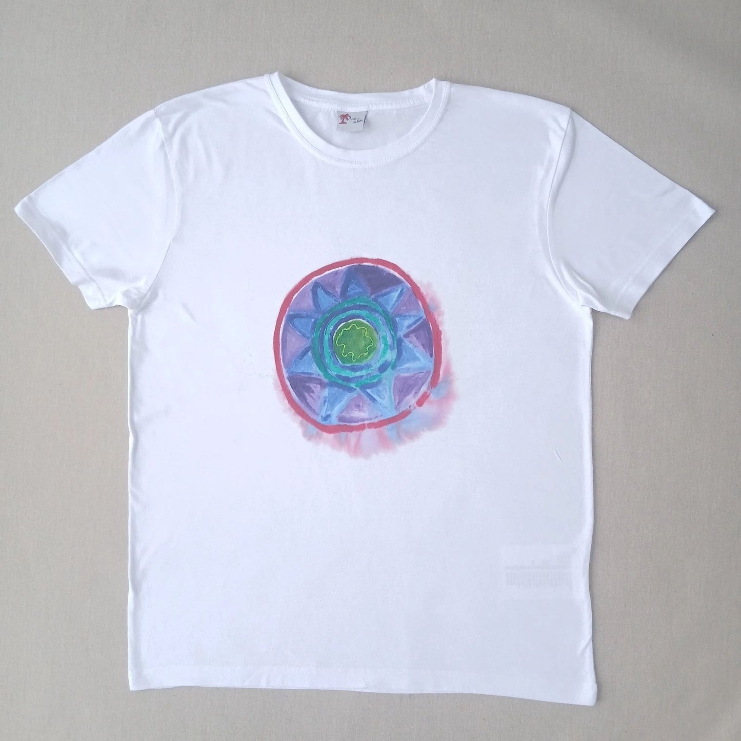 Graphic Tee/Hand painted/white/cotton/short sleeved/Unisex/ t shirt/Size L