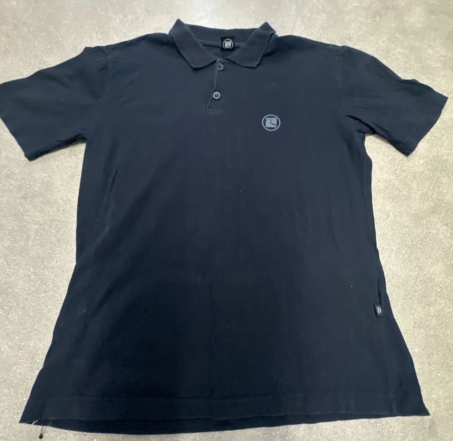 Rikwil Polo Shirt Mens Large Black Short Sleeve Logo Surf Skate Since 1989