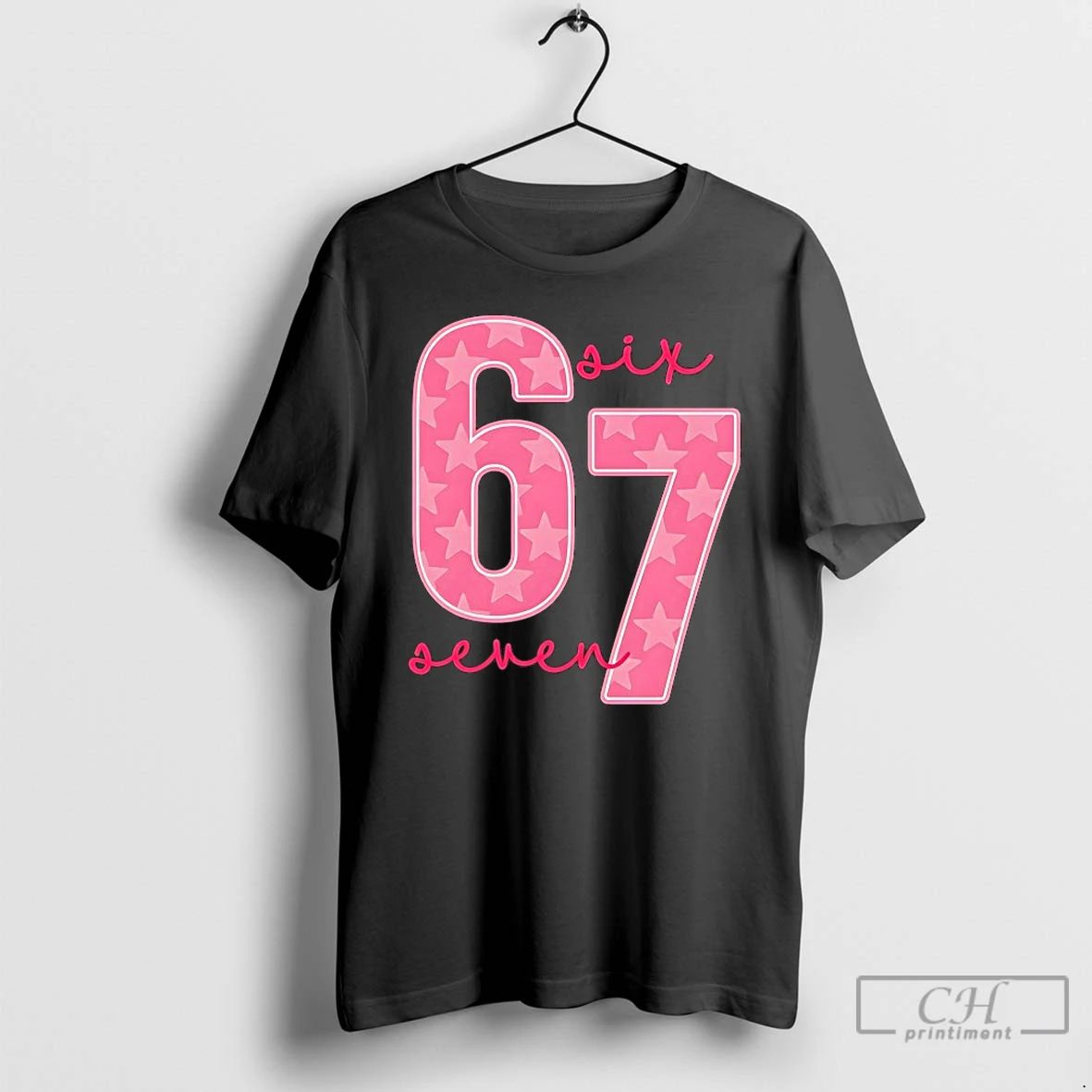 Premium 6 7 Pink Script T Shirts