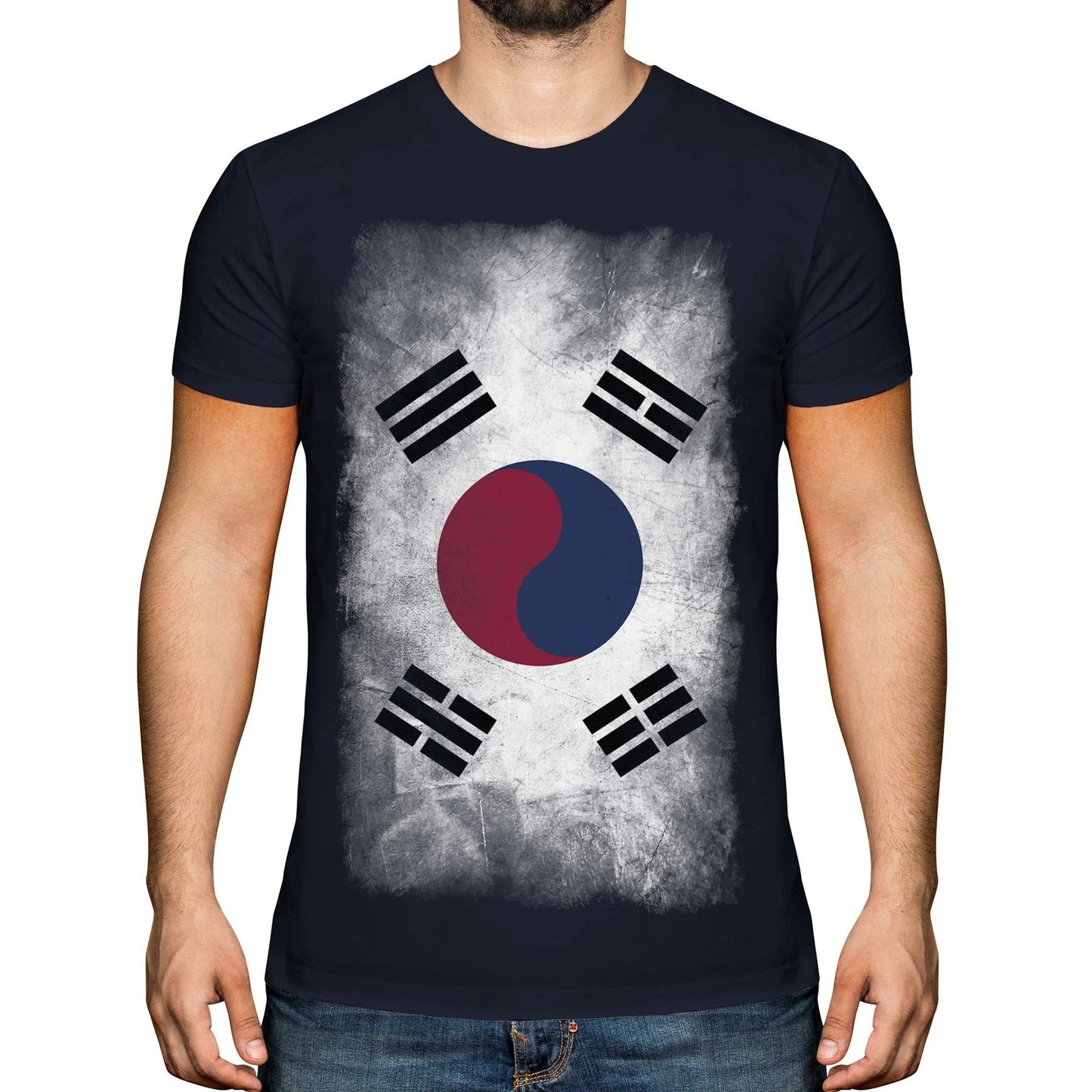 SOUTH KOREA FADED FLAG MENS T-SHIRT TOP HANGUK KOREAN NAM-JOS?N SHIRT FOOTBALL