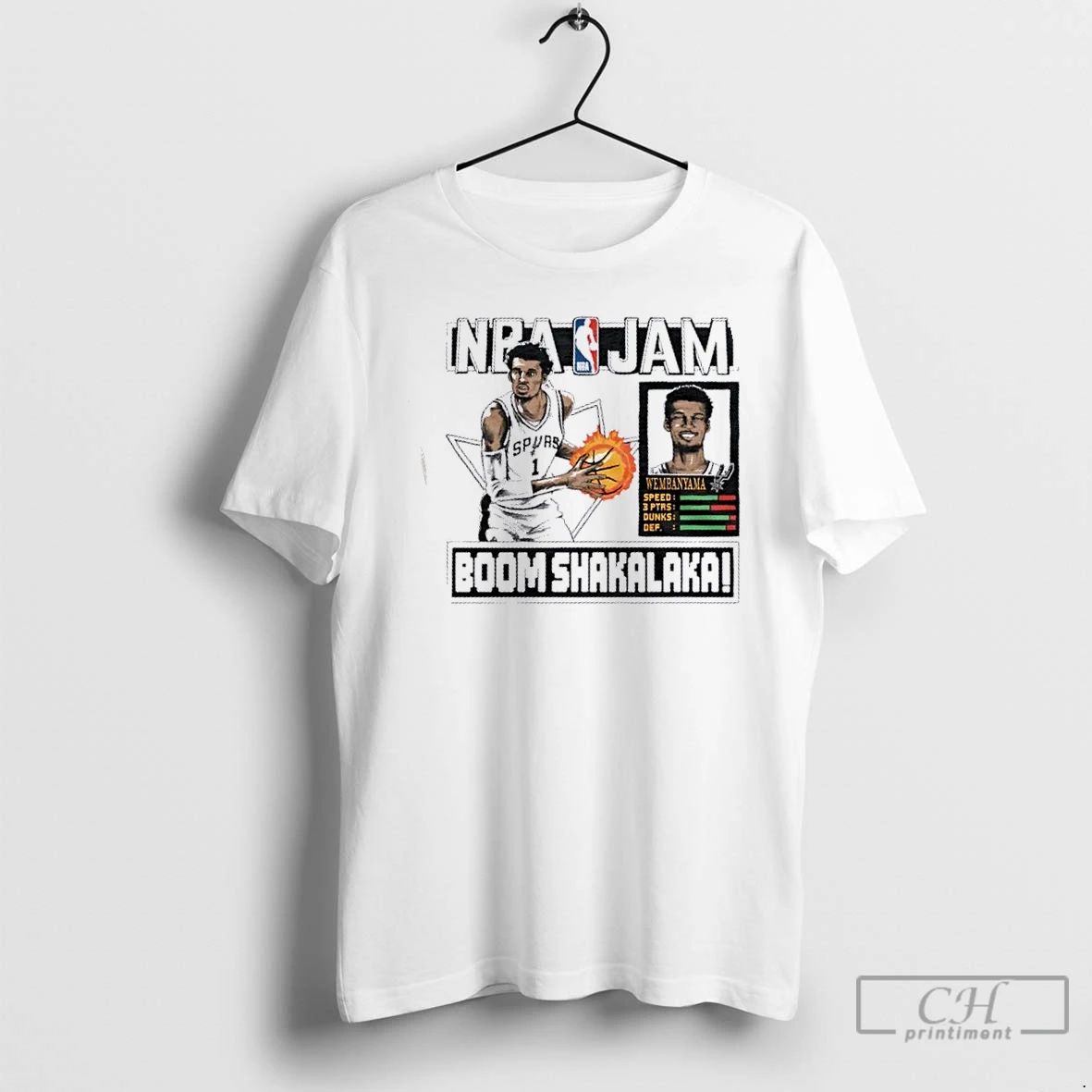 Classic Nba Jam San Antonio Spurs Victor Wembanyama Boom Shakalaka T Shirts