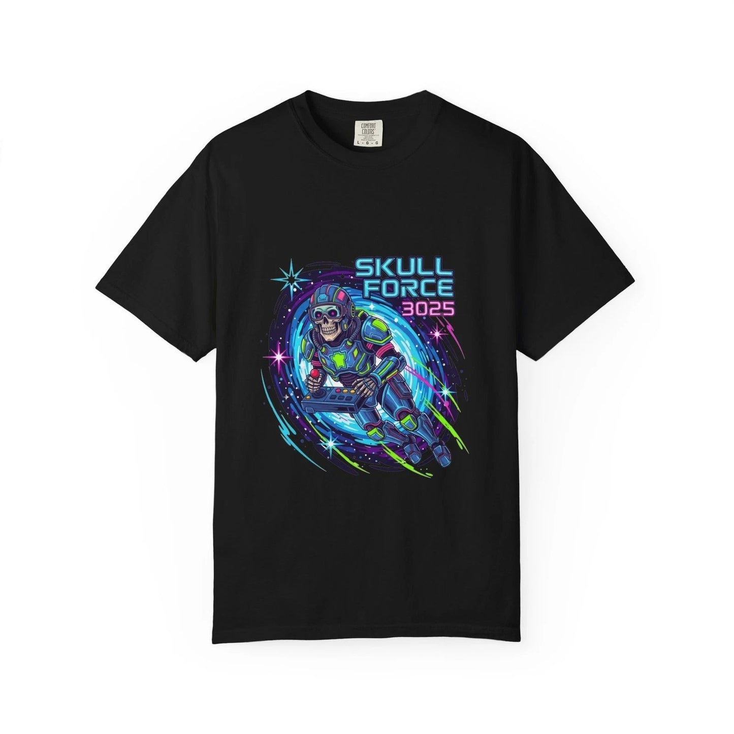 Skull Force 3025 Astronaut Skull T-Shirt Retro sci-fi Space Graphic Tee