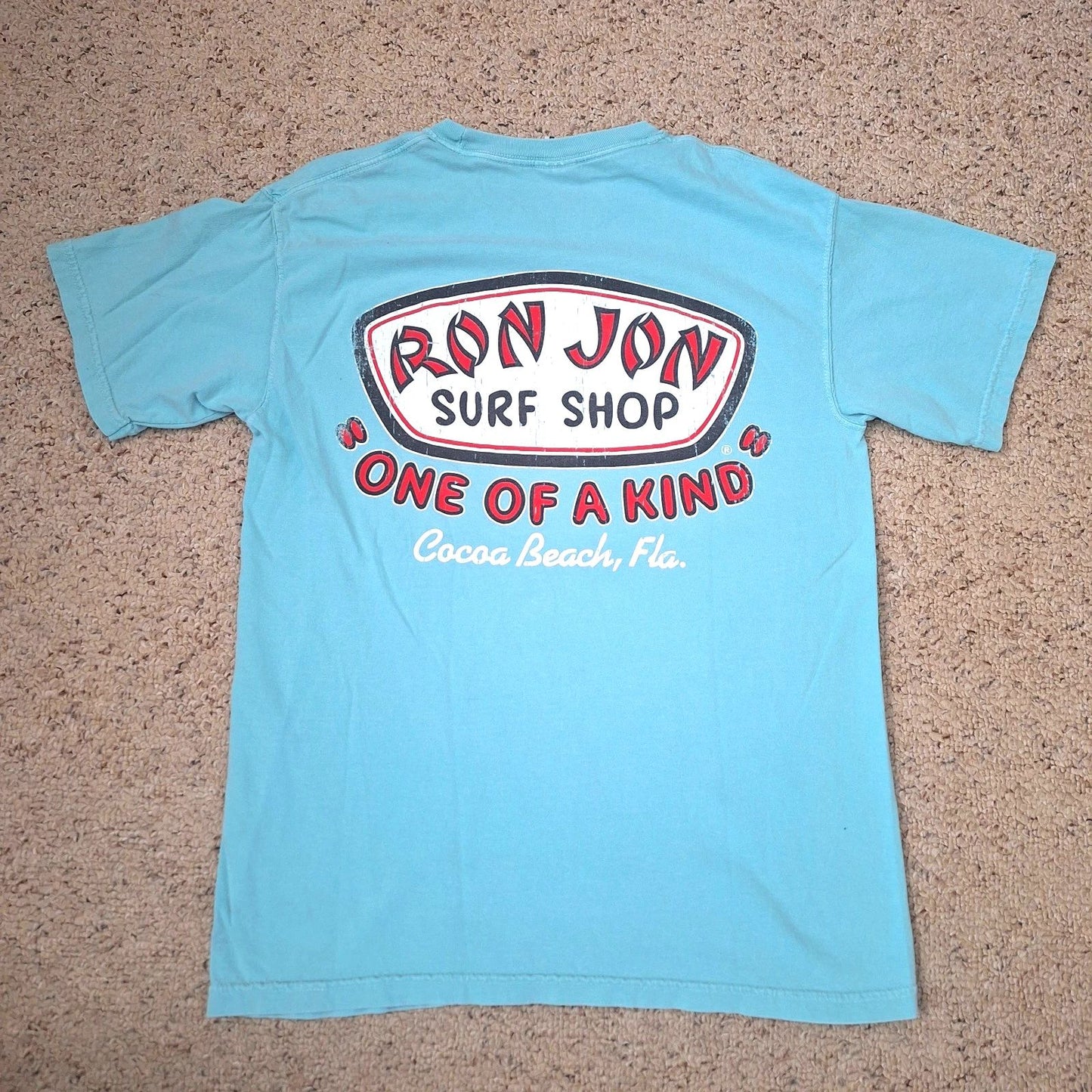 Ron Jon Surf Shop Mens T-Shirt Med Teal Graphic Print One of a Kind Cocoa Beach