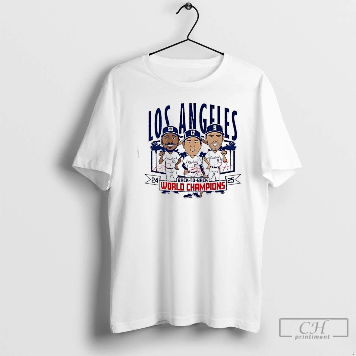Classic Los Angeles Baseball Kershaw Shohei Freddie Back To Back World Champs Caricatures T Shirts