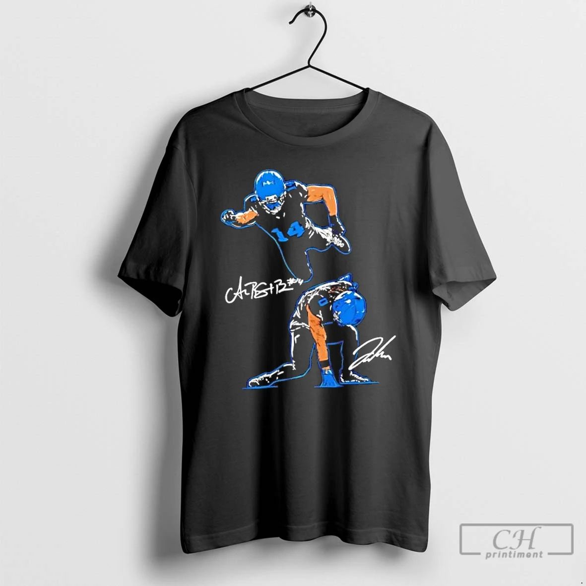 Classic Superbrown And Spidergibbs Detroit Lions Logo 2 Sided T Shirts