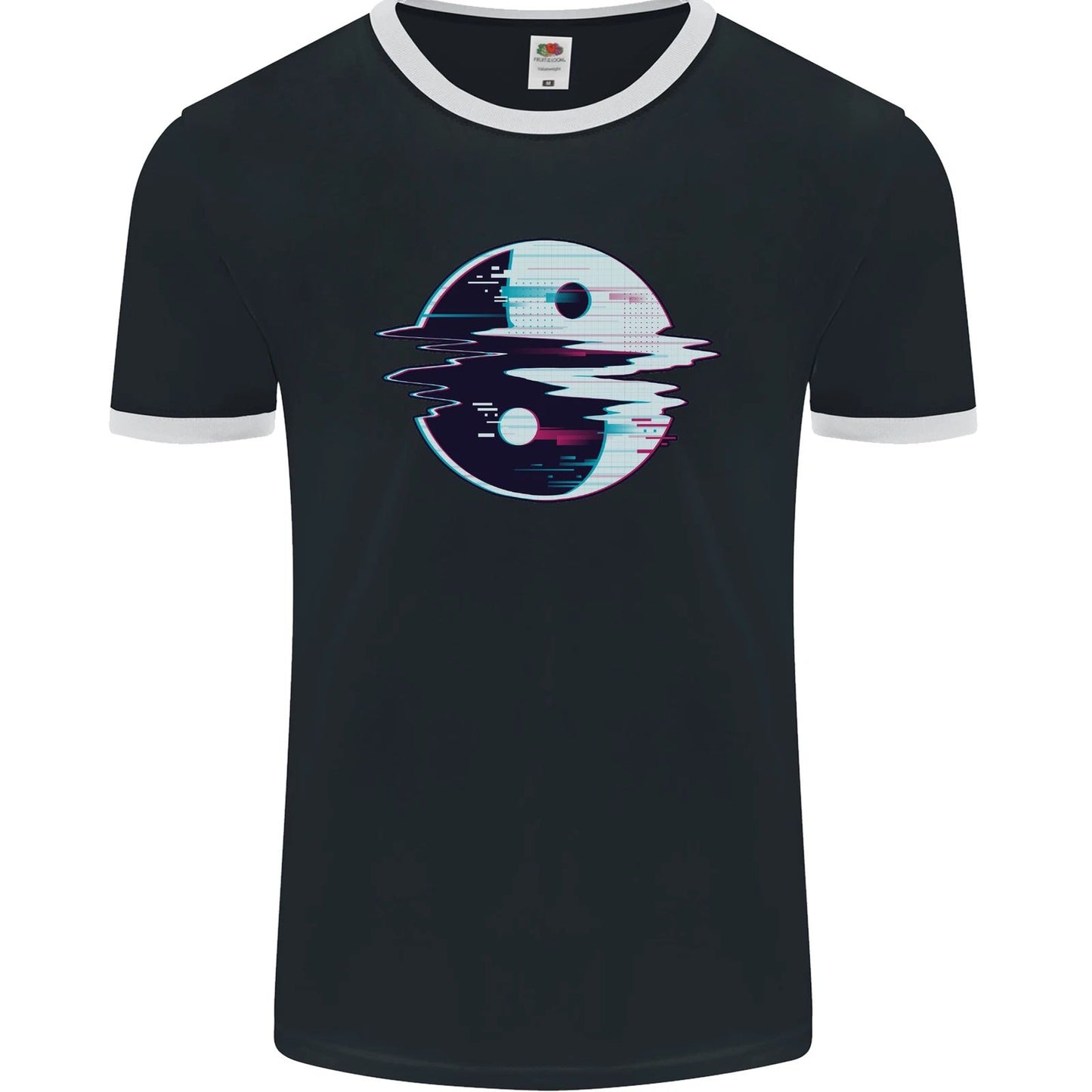 Yin Yang Glitch Yoga Meditation SCI-FI MMA Mens Ringer T-Shirt FotL