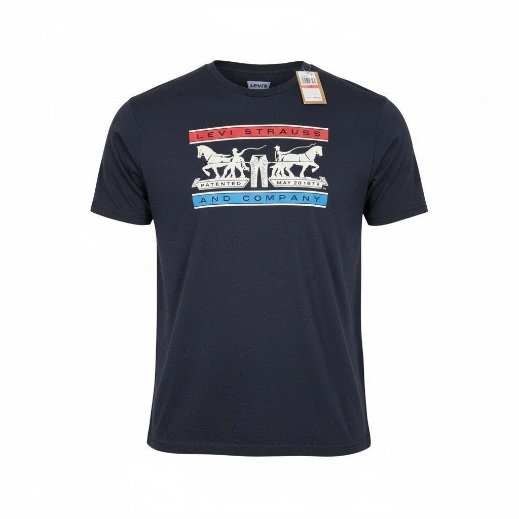 Levi Strauss Co Mens Navy Blue Classic Logo T Shirt Cotton, Size 3XL, NWT