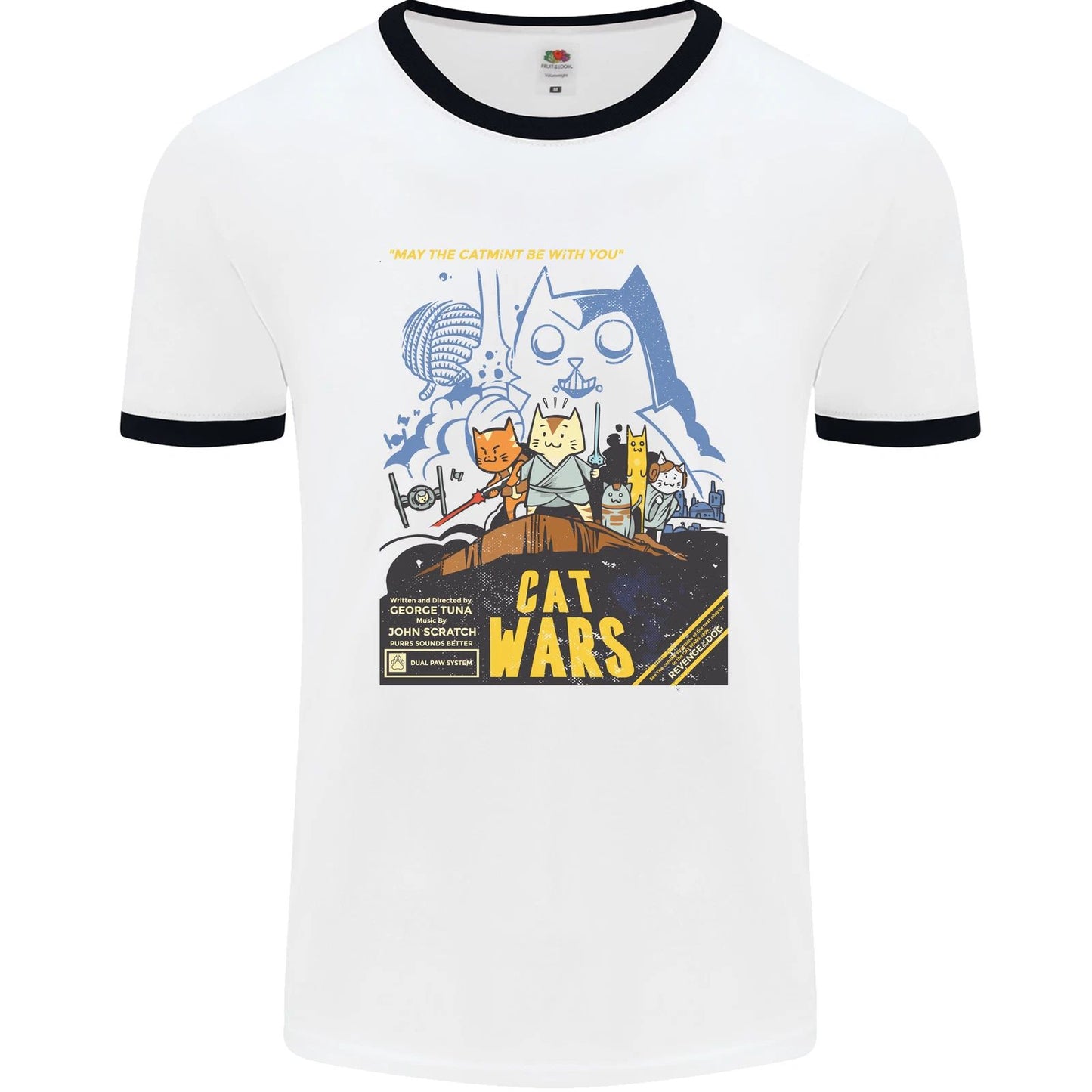 Cat Wars Funny Sci-Fi Mens Ringer T-Shirt