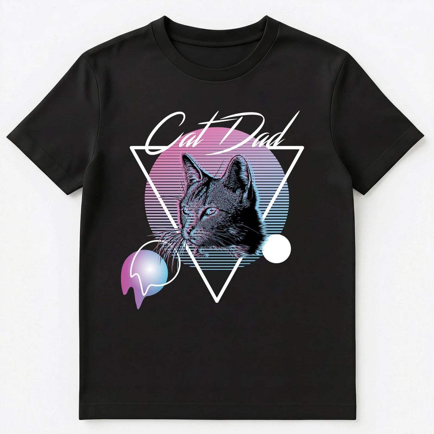 Cat Dad Retro Vaporwave Aesthetic Art Style Unisex T-Shirt