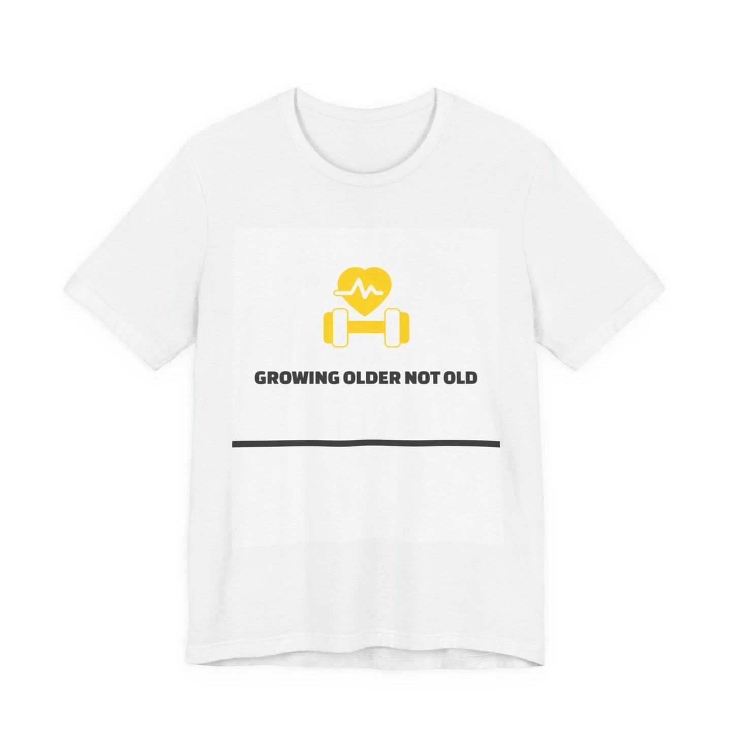 Growing Older Not Old T-Shirt | Fitness Heart Dumbbell Tee