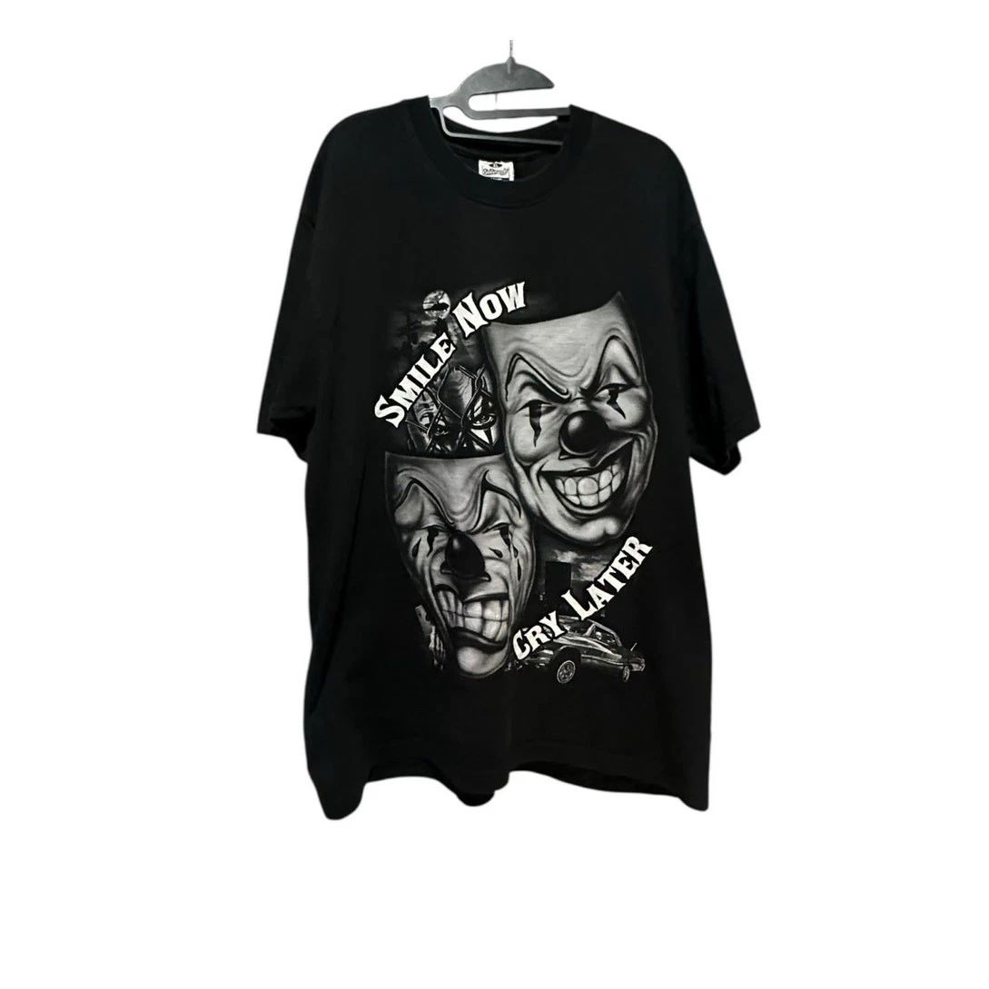 Vintage Smile Now Cry Later Graphic T-Shirt Streetwear Supply Size X Large