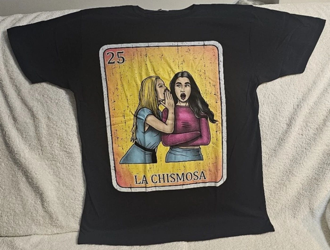 LADY LADIES LA CHISMOSA GOSSIP MEXICO MEXICAN BINGO LOTERIA T-SHIRT