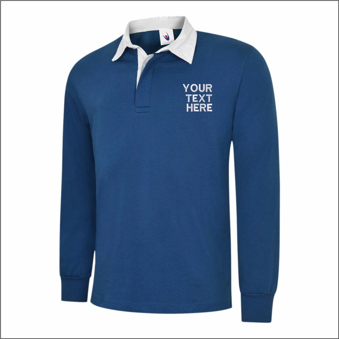 Personalised Uneek Classic Rugby Shirt Custom Text Embroidered Work Wear Polos