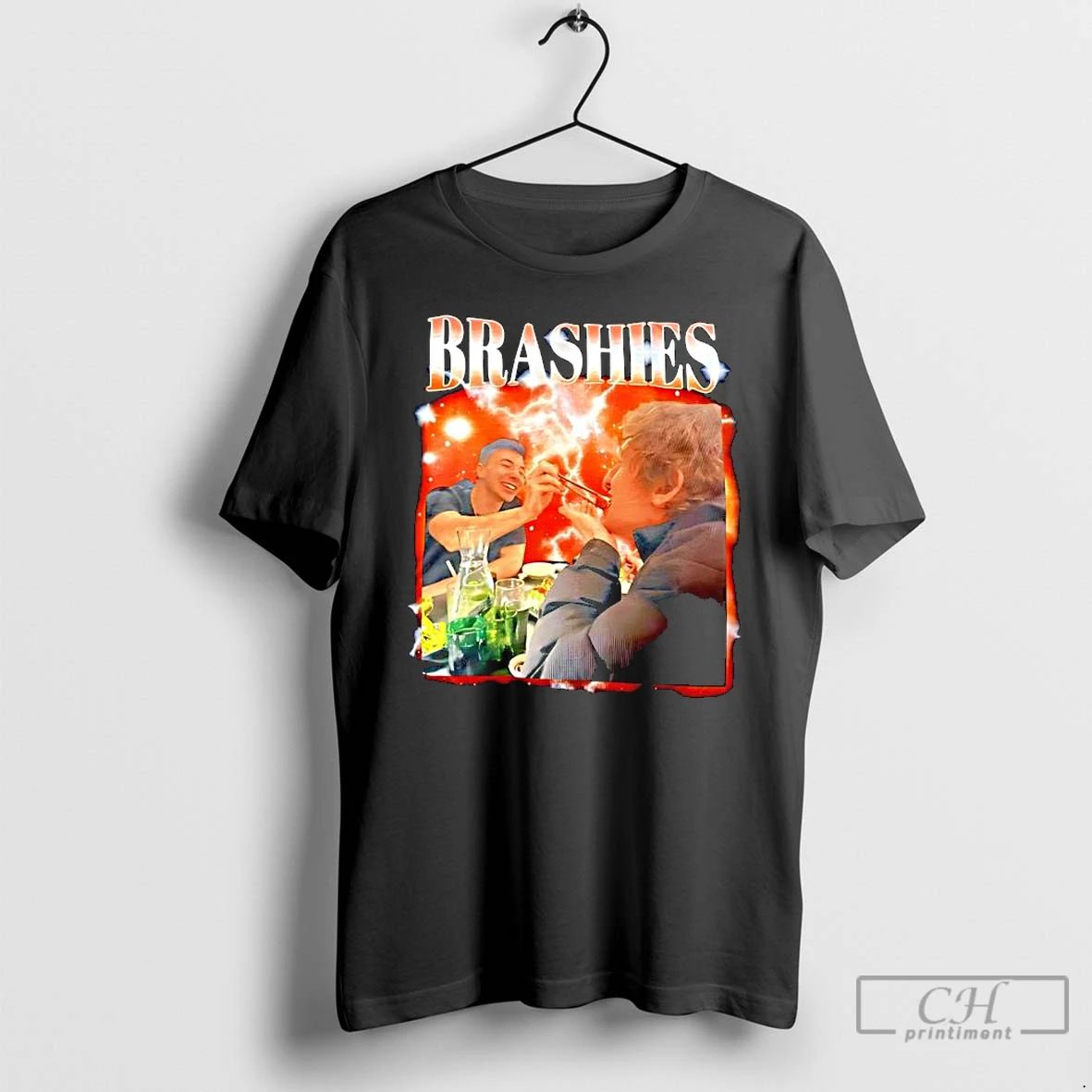 Premium Brashies Two Man Graphic Eating T Shirts
