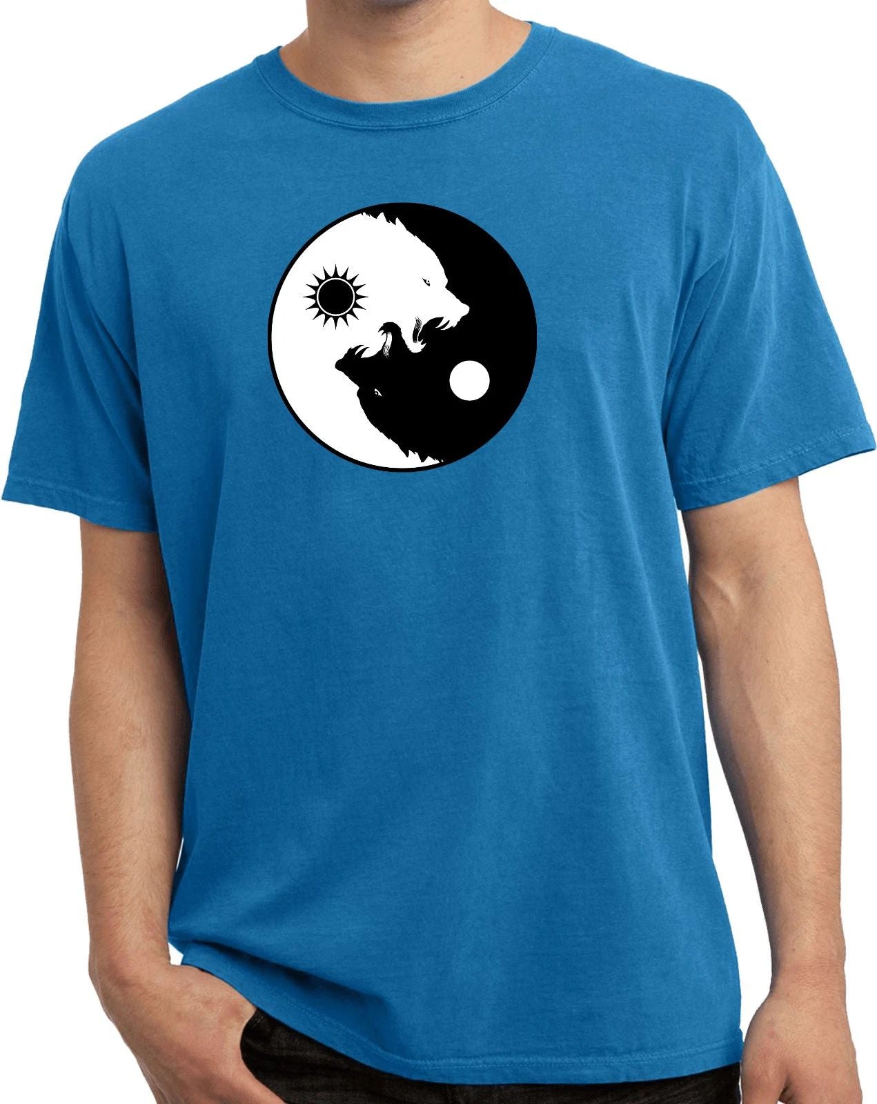 Buy Cool Shirts Yin Yang Wolves Yoga Pigment Dyed Shirt