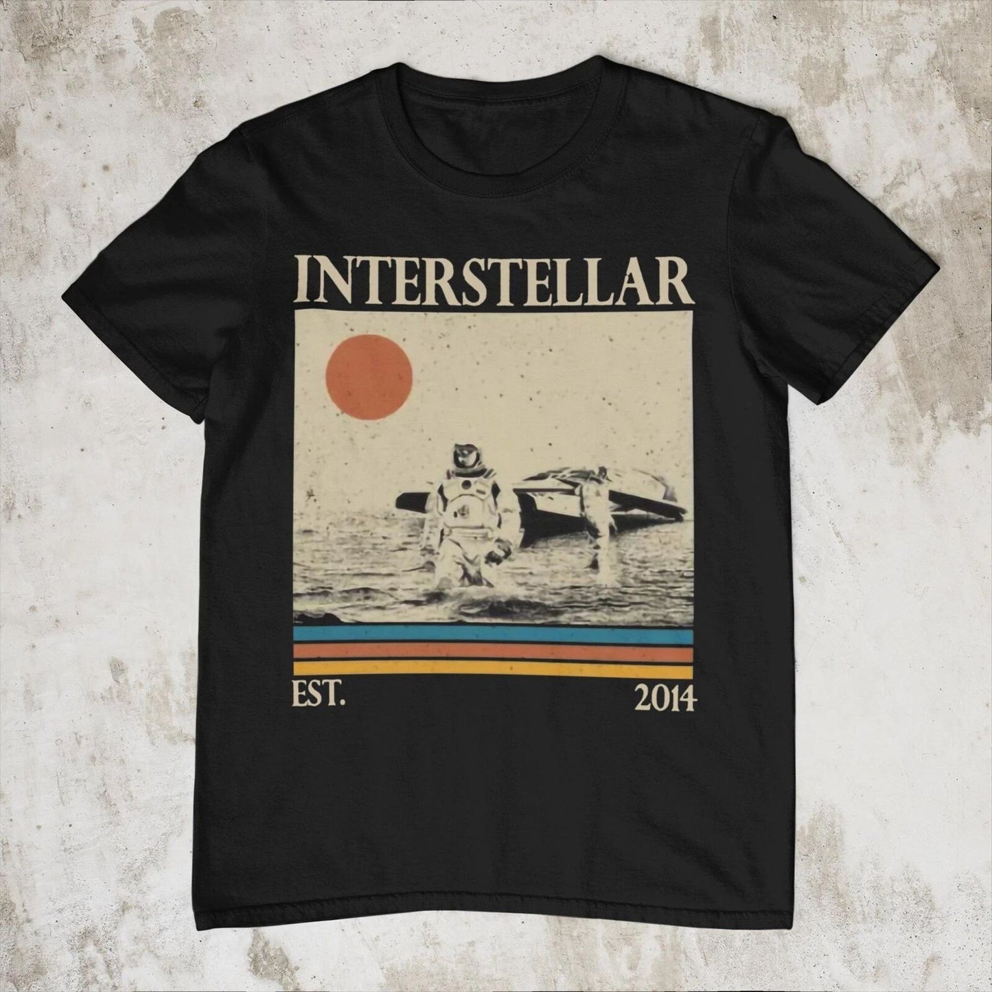 Interstellar Retro Movie T=Shirt, Vintage Sci-Fi Movie Tee Astronaut Graphic Sh