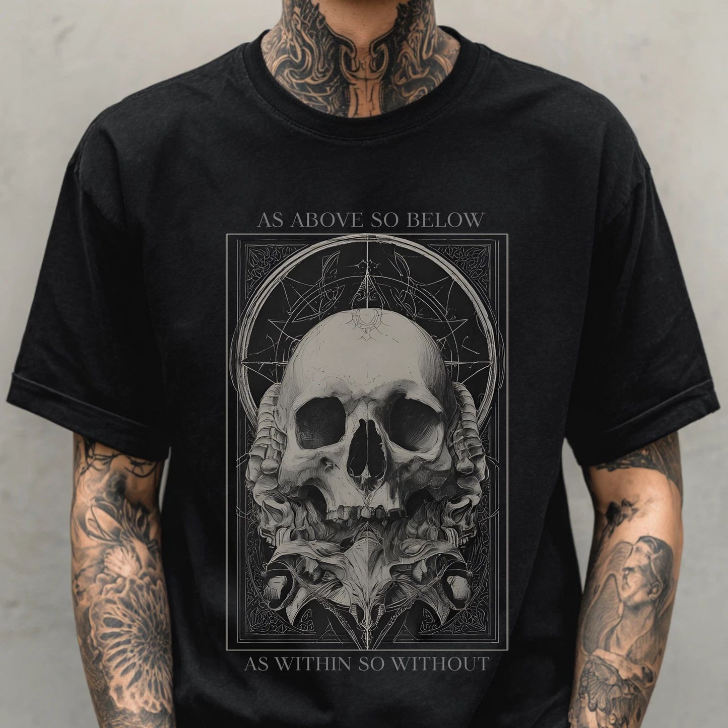 As Above So Below Graphic T-Shirt Punk Grunge Shirt Men's Alternative Goth Shirt