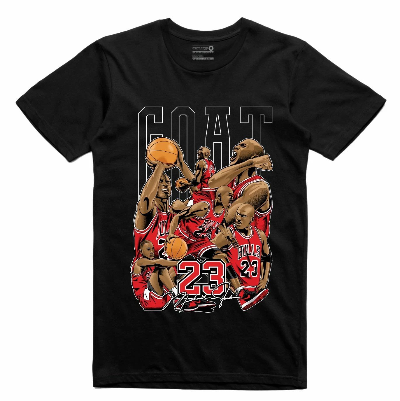 NEW Streetwear on Demand MJ GOAT SIGNATURE BLACK Tee Shirt SM-3XL MADE IN USA