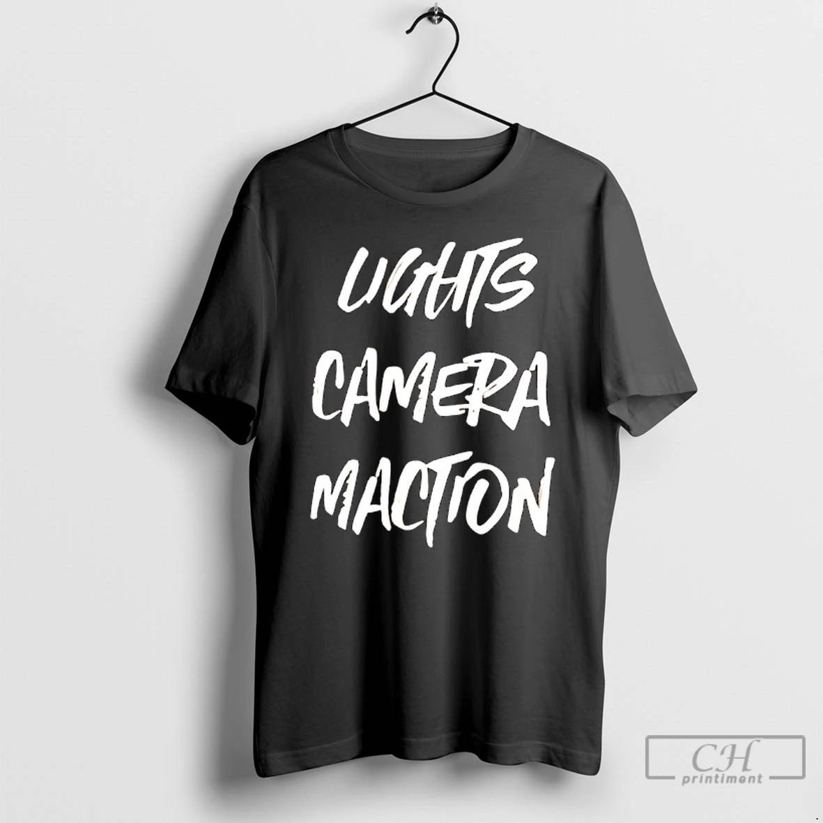 Premium Lights Camera Maction Capital Letters T Shirts