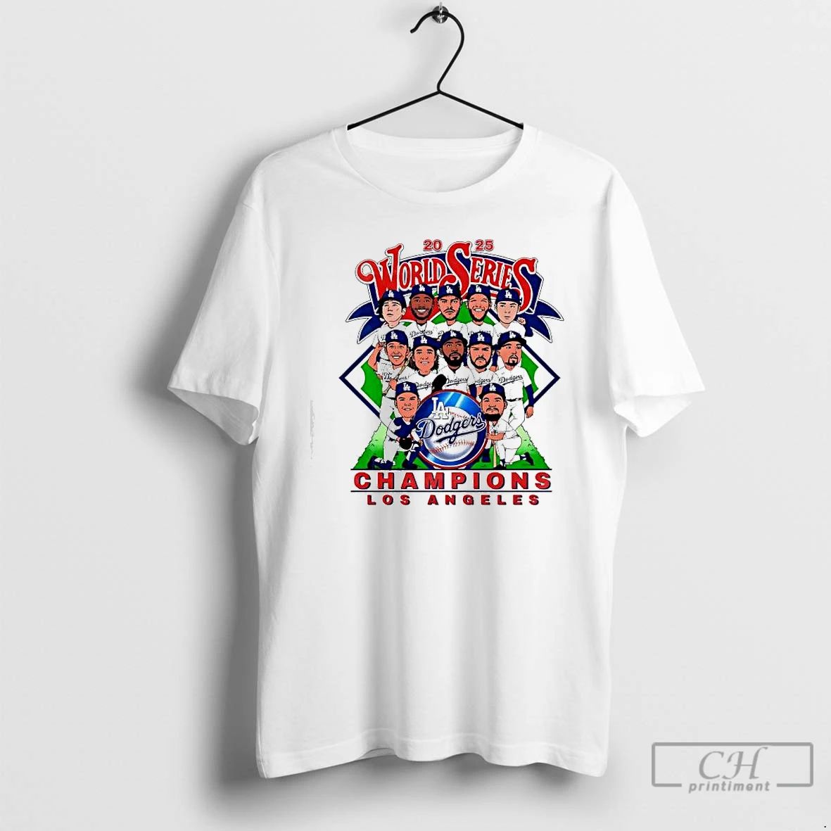 Premium World Series Champs 20256 Los Angeles Dodgers Players Cartoon Caricatures T Shirts