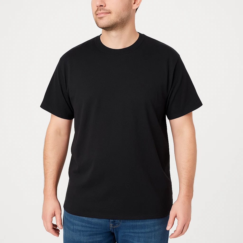 Classic Black T-shirt Mens 2XL 50-52 Crew Neck Short Sleeve Minimal Modern Fall