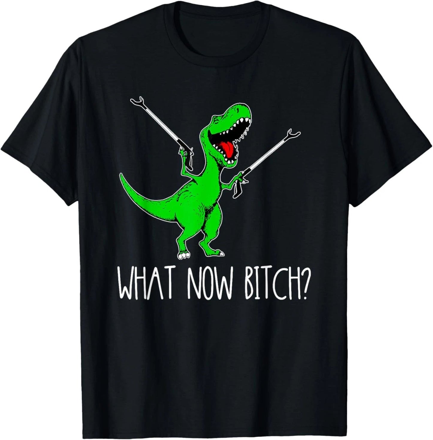 What Now Bitch Funny T Rex Dinosaur T-Shirt