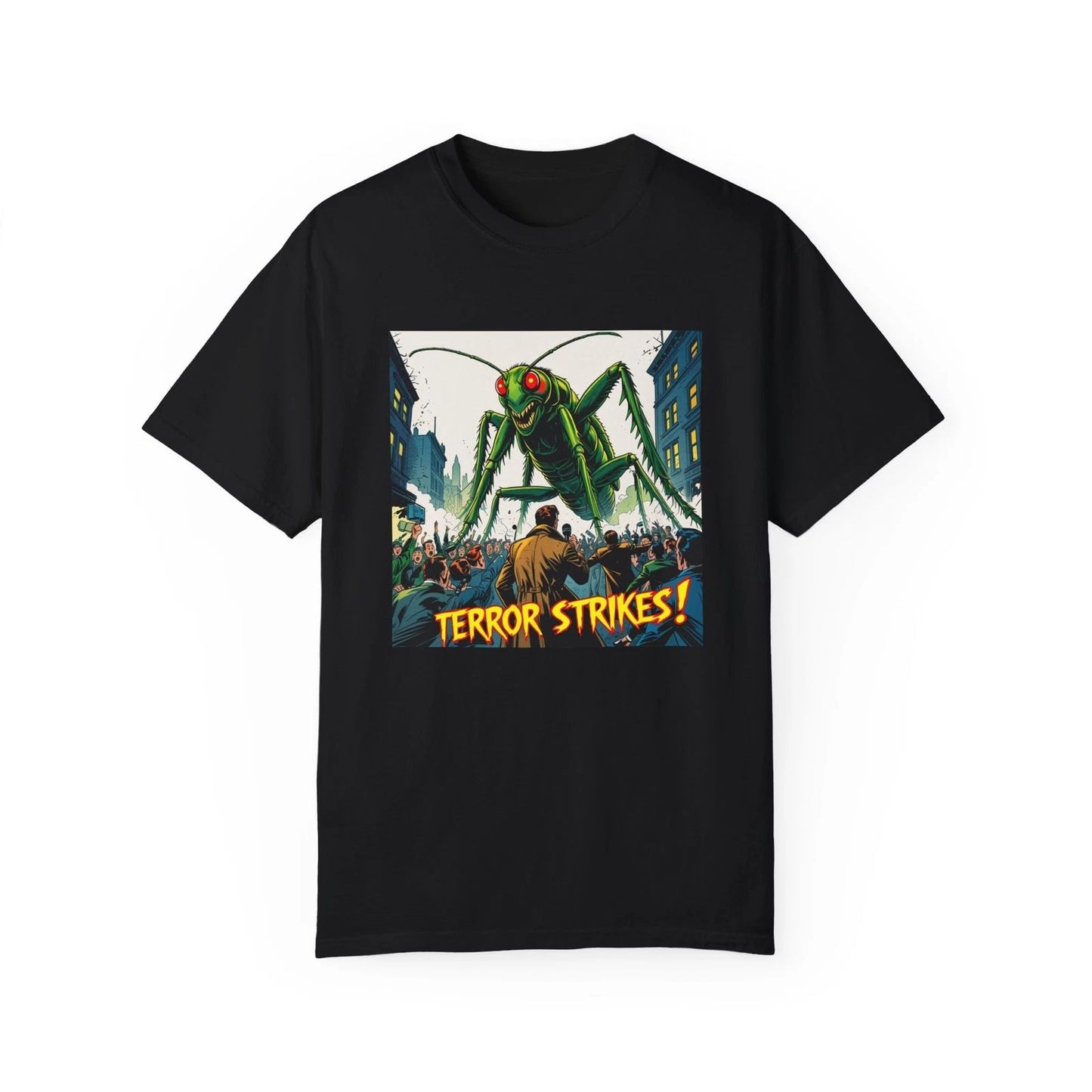Giant Grasshopper Graphic T-Shirt, Funny Horror Tee, Sci-Fi Shirt, Unisex