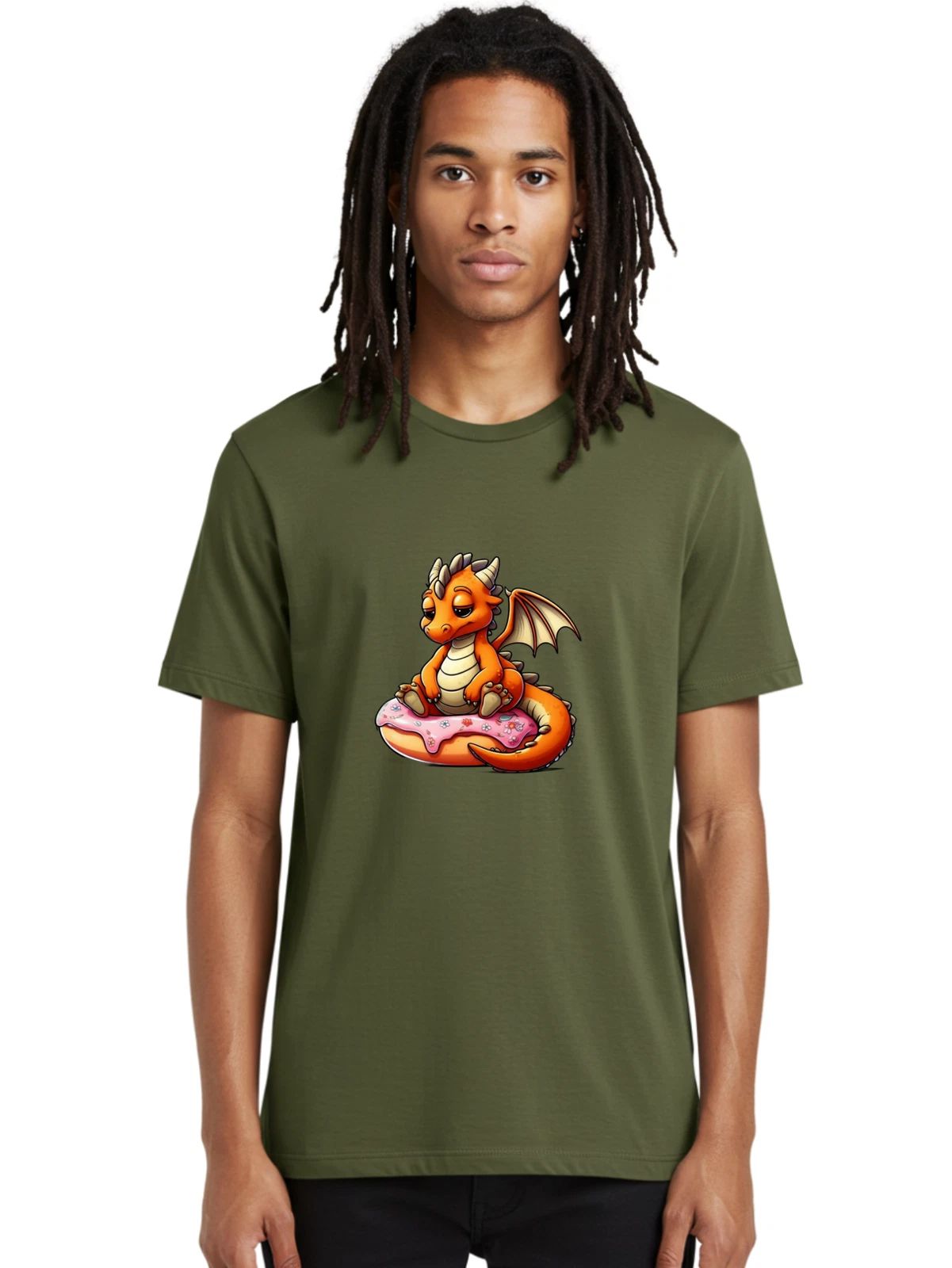 Donut-Dragon-5 Mens Graphic Tee, 100% Cotton, Casual Summer Wear