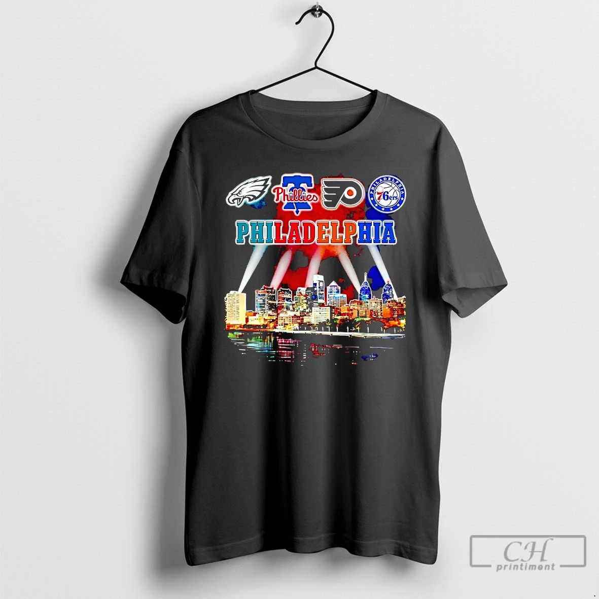 Classic Philadelphia Sports Teams City Skyline T Shirts