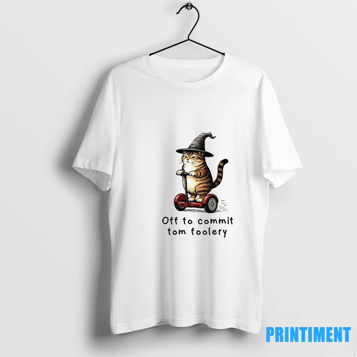 Orange Cat Riding Segway Style Off To Commit Tom Foolery Halloween Tshirts Sweater