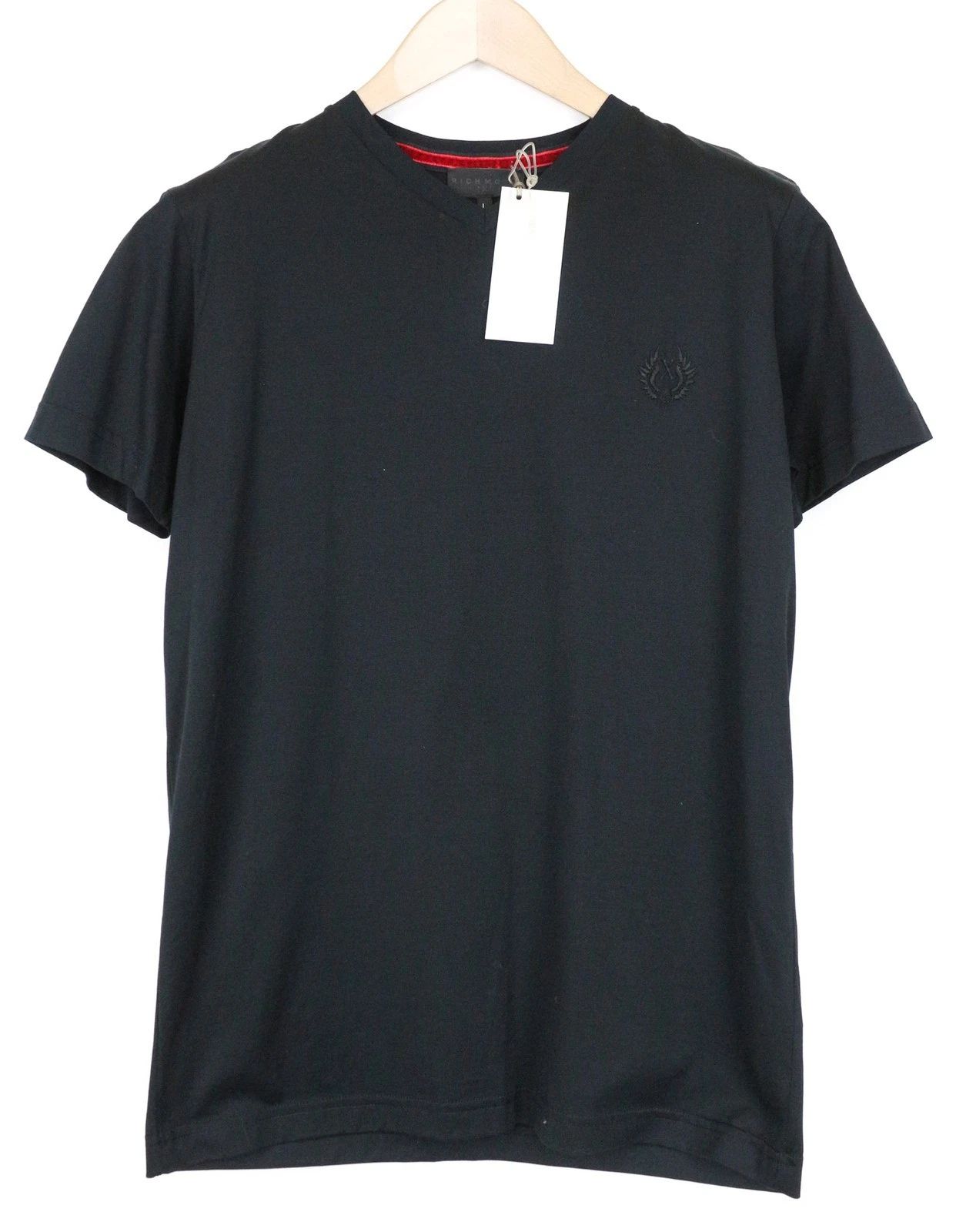 Richmond Men's T-Shirt L Black Pure Cotton Short Sleeve V-Neck Knit