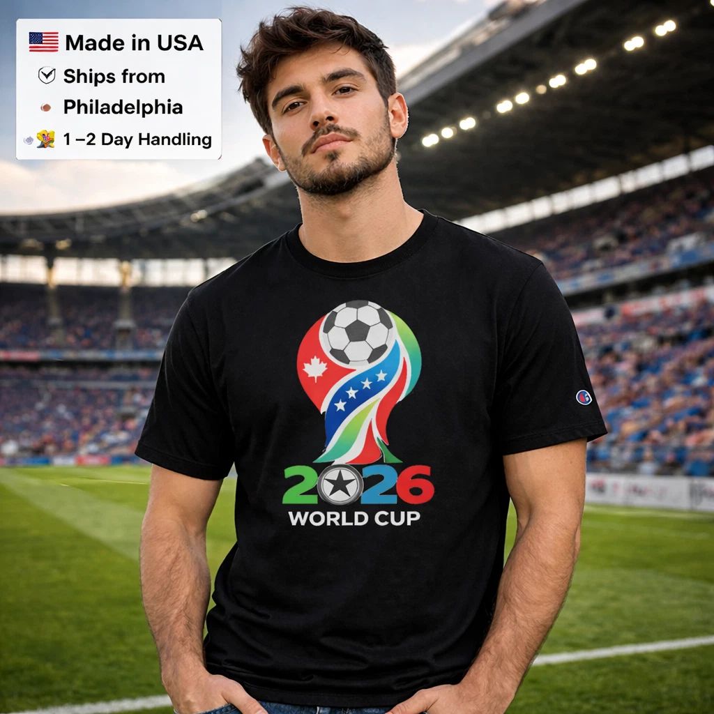 FIFA 2026 World Cup T-Shirt Black Soccer Graphic Tee USA Football Fan Shirt S-XL