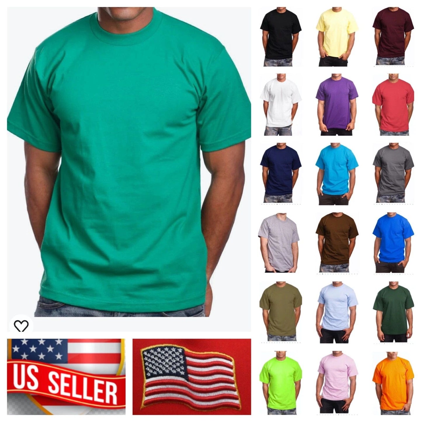 Mens T-Shirt Lot MAX HEAVY WEIGHT Crew Neck S-7X LT-5XLT Big Tall Plain Tee