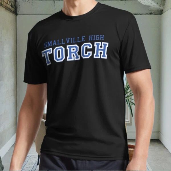 New SMALLVILLE HIGH TORCH Active Logo Men's Black T-Shirt Funny Size S to 5XL