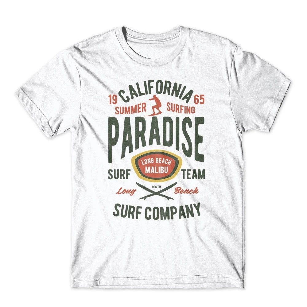 California Summer Surfing Paradise T-Shirt. 100% Cotton Premium Tee New