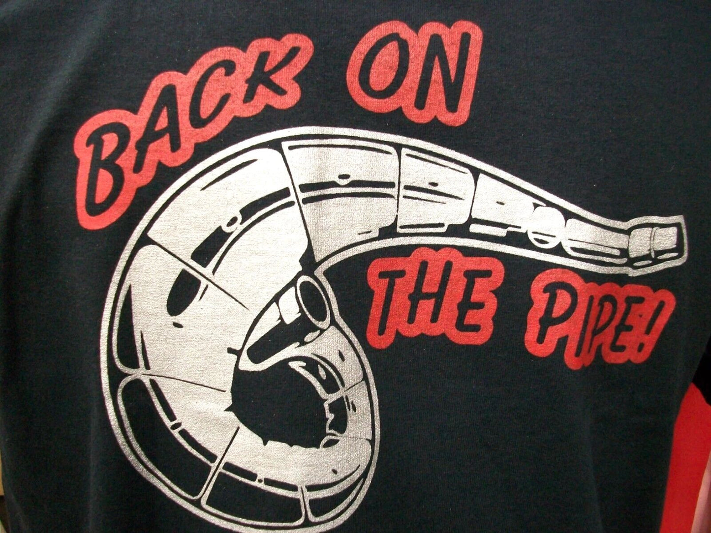 Funny MX ATV T-Shirt Tee 2 Stroke "Back On The Pipe" Black Motocross LARGE