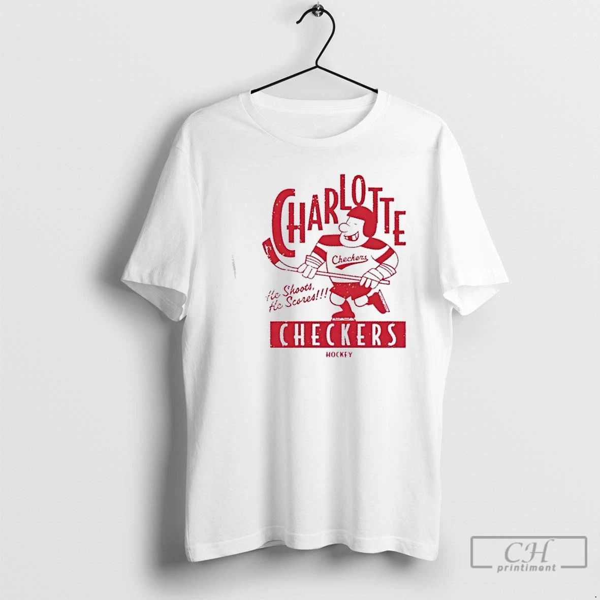 Classic Charlotte Checkers Retro Player Hockey T Shirts