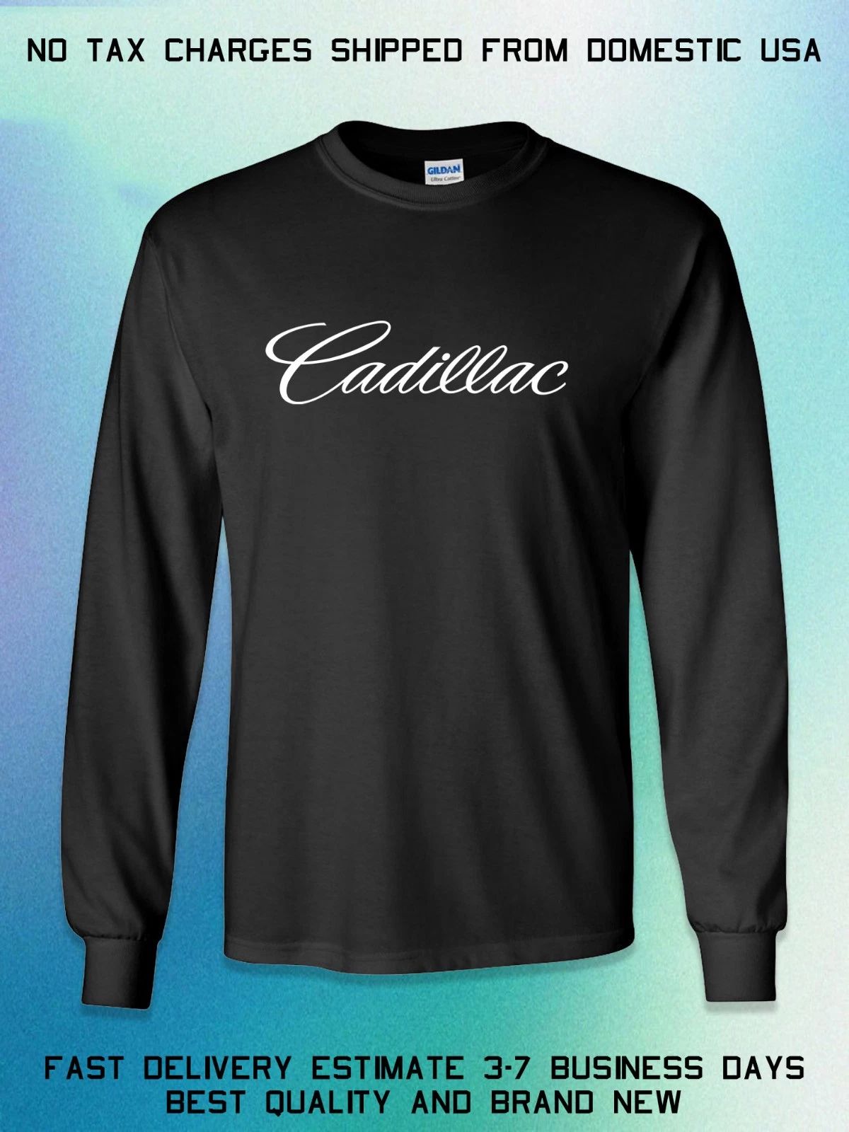 New Cadillac Classic Car Logo Men's Long Slevee T-Shirt American T-Shirt